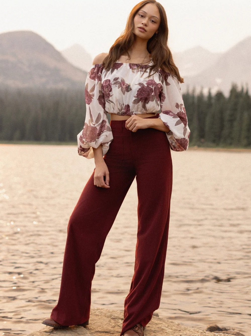 Joyfolie Avina Pants in Burgundy
